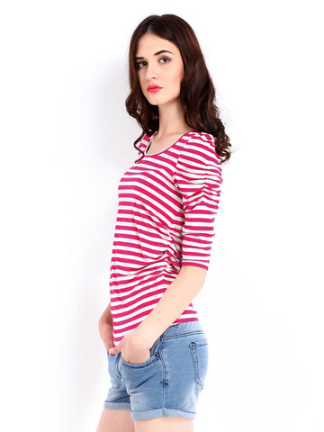 Red Herring by Debenhams Pink &amp; Grey Melange Striped Maternity Top