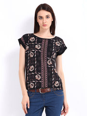 Red Herring by Debenhams Women Black Printed Top