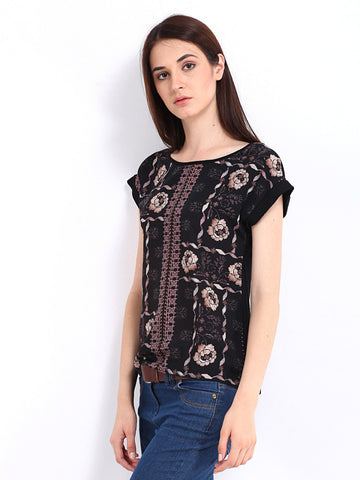 Red Herring by Debenhams Women Black Printed Top