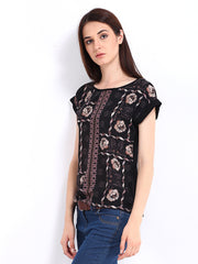 Red Herring by Debenhams Women Black Printed Top