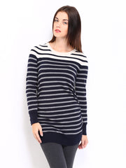 Red Herring by Debenhams Women Navy &amp; Grey Striped Maternity Top