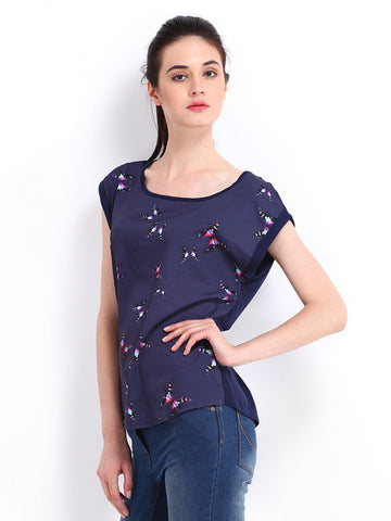 Red Herring by Debenhams Women Navy Printed Top