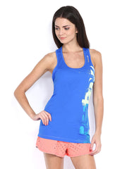 Reebok Women Blue Printed Studio Tank Top