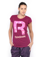 Reebok Women Magenta Printed T-shirt