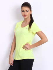 Reebok Women Fluorescent Yellow T-shirt