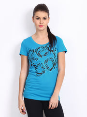 Reebok Women Blue Printed T-shirt
