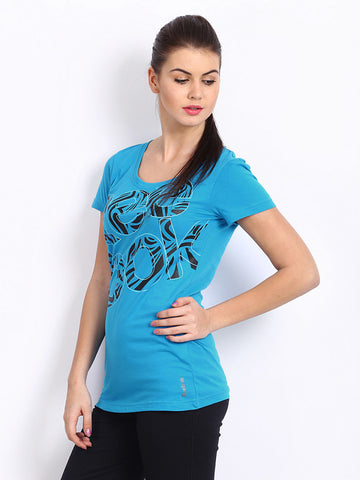 Reebok Women Blue Printed T-shirt
