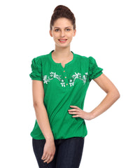 Remanika Women Green Embroidered Top