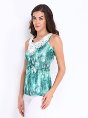 Riot Women Green &amp; White Printed Top