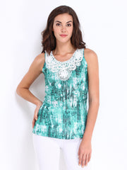 Riot Women Green &amp; White Printed Top