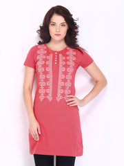 Riot Women Pink Embroidered Neema Tunic