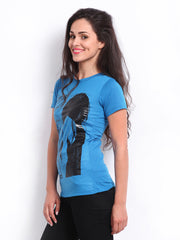 Riot Women Blue Printed T-shirt