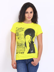 Riot Women Neon Yellow Printed T-shirt