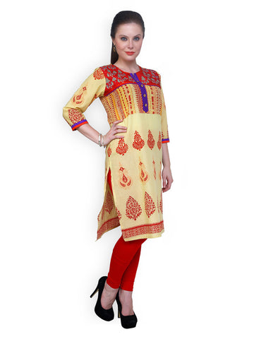 Ritzzy Women Mustard Yellow Printed Kurta