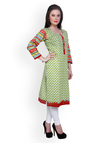 Ritzzy Women Green Printed Kurta