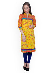 Ritzzy Women Yellow Tribal Print Kurta