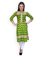 Ritzzy Women Green &amp; Beige Printed Kurta
