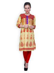 Ritzzy Women Mustard Yellow Printed Kurta