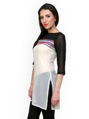 Ritzzy Women White &amp; Black Kurta
