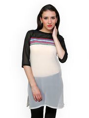 Ritzzy Women White &amp; Black Kurta