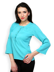 Ritzzy Women Turquoise Blue Top