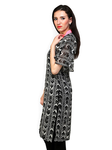 Ritzzy Women Black Printed Kaftan Kurta