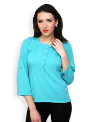 Ritzzy Women Turquoise Blue Top
