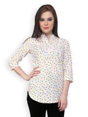 Rittzy Women White Floral Print Tunic