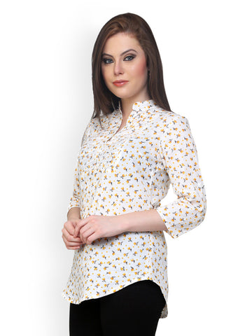 Rittzy Women White Floral Print Tunic