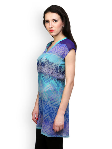 Ritzzy Women Blue Printed Tunic