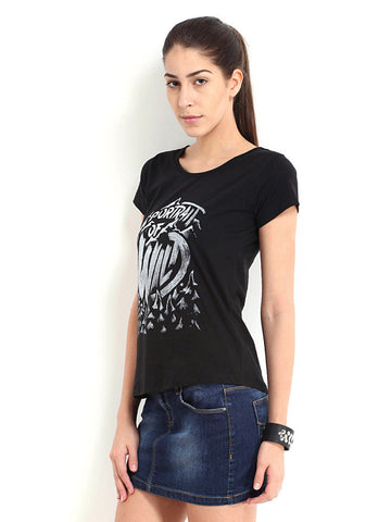 Roadster Women Black Printed T-shirt