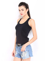 Roadster Women Black Racer back Top