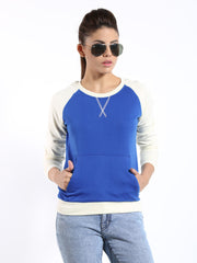 Roadster Women Blue &amp; Cream Coloured Sweatshirt