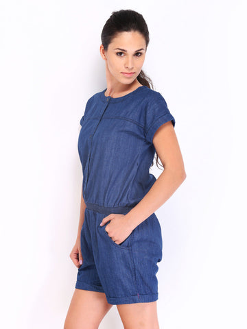 Roadster Women Blue Denim Playsuit