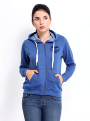 Roadster Women Blue Hooded Sweatshirt