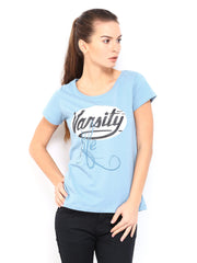 Roadster Women Blue Printed T-shirt