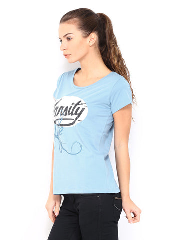 Roadster Women Blue Printed T-shirt