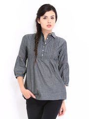 Roadster Women Charcoal Grey Chambray Top