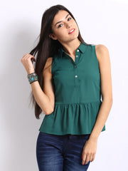 Roadster Women Green Peplum Top