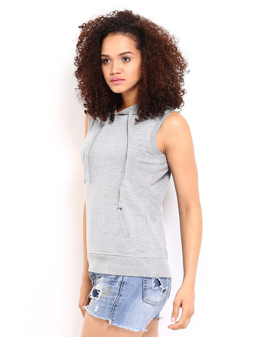 Roadster Women Grey Hooded Sweatshirt