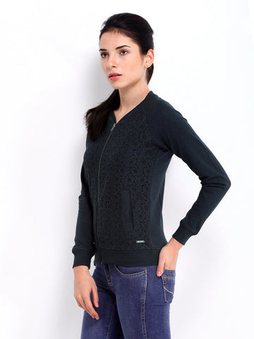 Roadster Women Navy Lace Sweatshirt