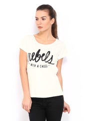 Roadster Women Off-White Printed T-shirt