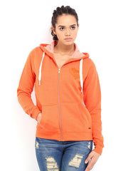 Roadster Women Orange Hooded Sweatshirt