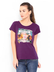 Roadster Women Purple Printed T-shirt