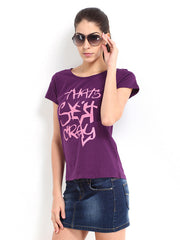 Roadster Women Purple Printed T-shirt