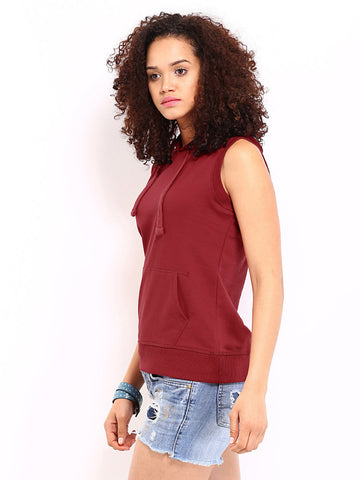 Roadster Women Red Hooded Sweatshirt