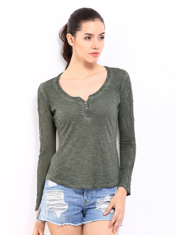 Roadster Women Green Melange Top