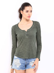 Roadster Women Green Melange Top