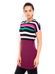 Roadster Pink &amp; Black Striped Sweater Tunic