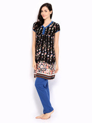 SDL by Sweet Dreams Women Black &amp; Blue Lounge Set 228614